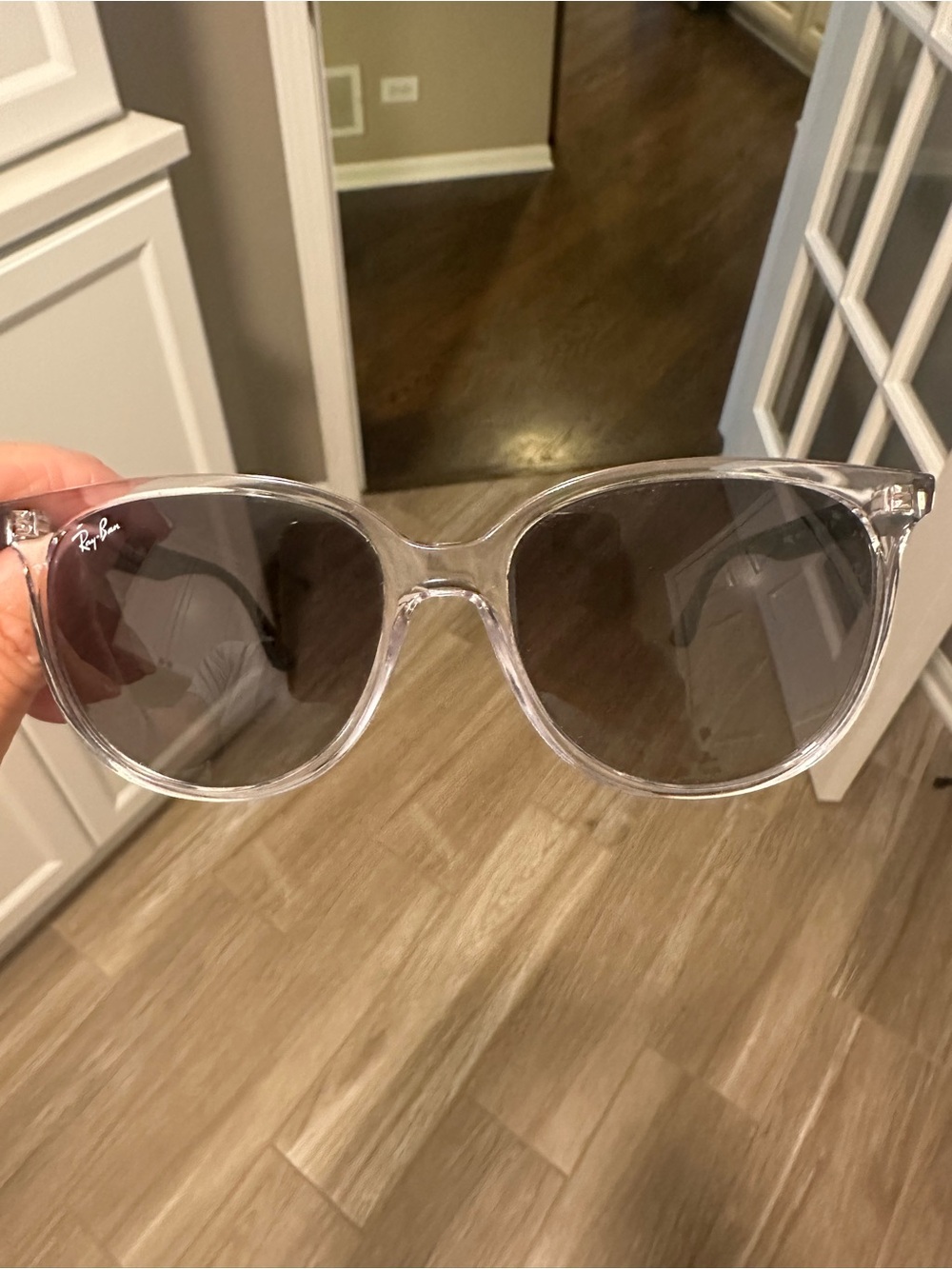 Ray-Ban Clear Frame Sunglasses with Black Temples - Picture 3 of 5